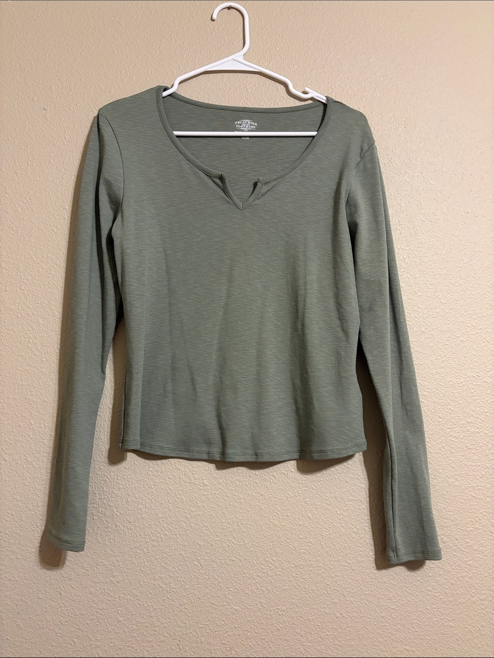 Women's Long Sleeve V-Notch Tee in Sage Green